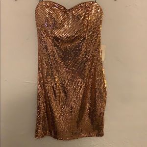 Strapless Gold Sequin Cocktail Dress